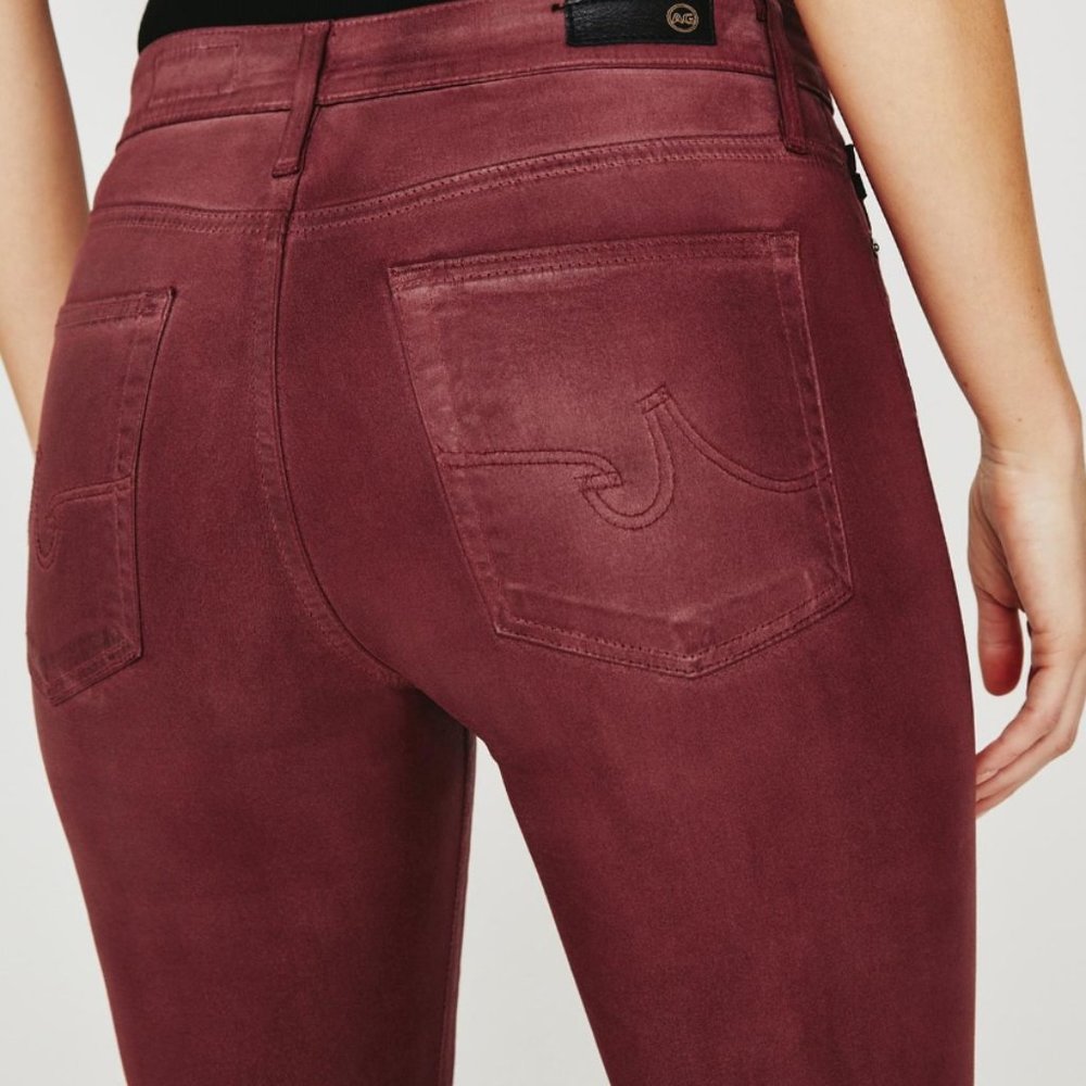 AG Farrah skinny ankle leatherette LT Dark sangria. NWT.